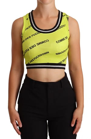 Comme Des Fuckdown Yellow Sleeveless Round Neck Cropped Tank Top
