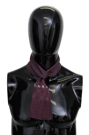 Dolce & Gabbana Maroon Circles Silk Fringe Skinny Necktie Scarf
