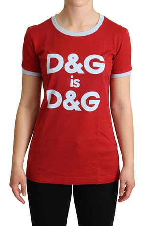 Dolce & Gabbana Red Crewneck D&G Top T-shirt