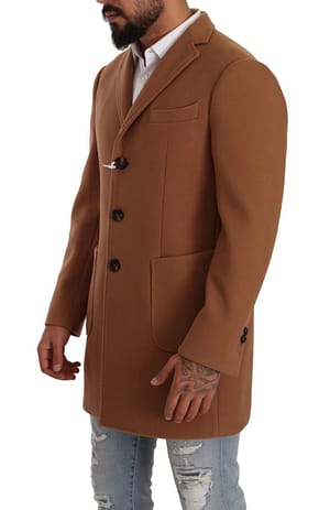 Brown Single Breasted Over Coat Jacket
