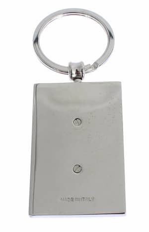 White Silver Leather Branded Finder Chain