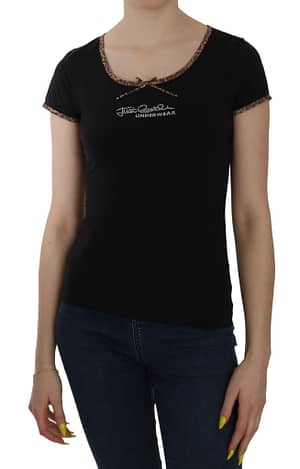 Just Cavalli Black Short Sleeve Top UNDERWEAR T-shirt