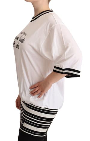 White DG Fashion Print Cotton Crewneck T-Shirt
