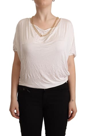 Guess By Marciano White Short Sleeves Gold Chain T-shirt Top