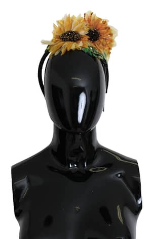 Dolce & Gabbana Sunflower Sequin Crystal Studs Headband Diadem