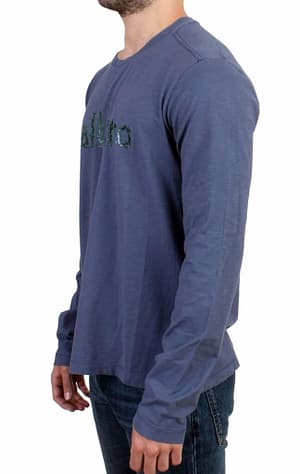 Blue Motive Print Long Sleeve Crew-neck Sweater T-shirt