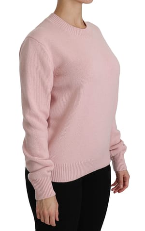 Pink Crew Neck Cashmere Pullover Sweater