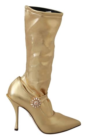 Dolce & Gabbana Gold Stretch Pumps Heels Booties Shoes