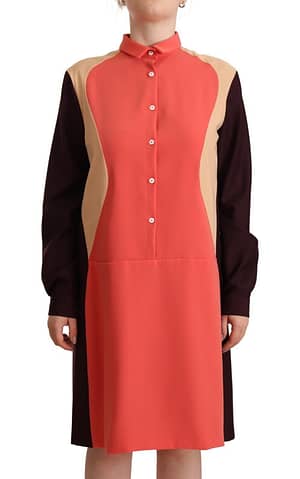 Co|te multicolor long sleeves shift collared christy dress