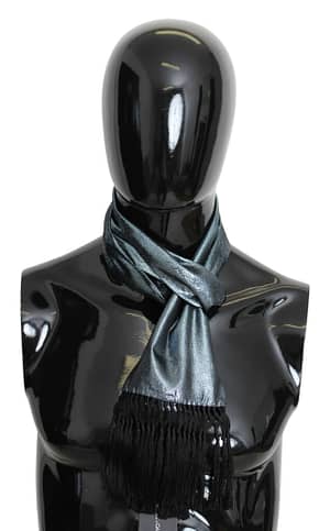Dolce & Gabbana Scarf Gray Mettalic Neck Wrap Fringes Shawl