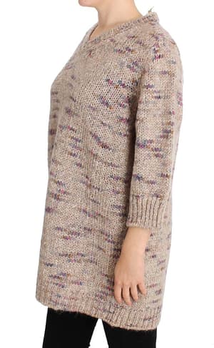 Beige Wool Blend Knitted Oversize Sweater