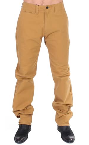GF Ferre Yellow Cotton Straight Fit Chinos