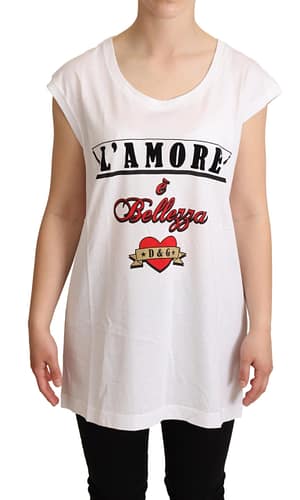 Dolce & Gabbana White L'AMORE Cotton Tank Top T-shirt