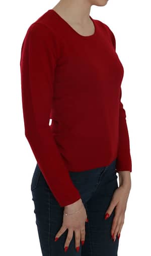 Red Round Neck Pullover Cashmere Sweater