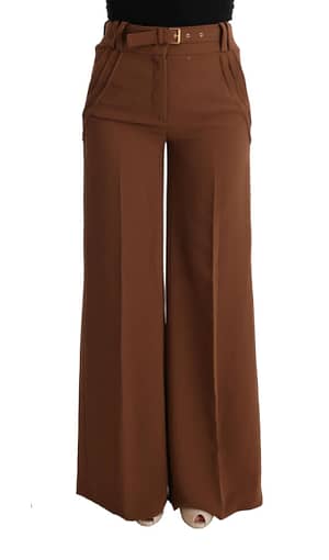 Cavalli Brown Polyester Boot Cut Pants