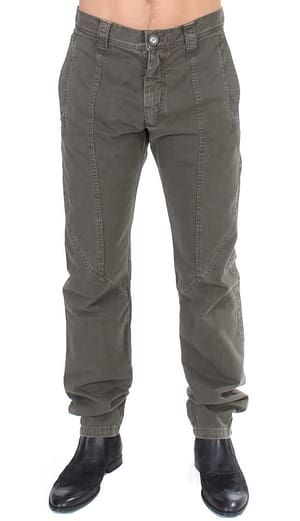 GF Ferre Green Cotton Straight Fit Chinos Pants