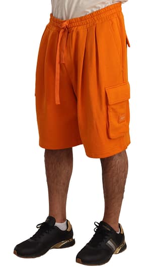 Orange Cotton Cargo Logo Plaque Shorts