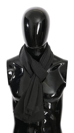 Dolce & Gabbana Gray Striped Mens Shawl 100% Silk Scarf