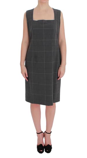BENCIVENGA Gray Checkered Cotton Blazer Dress Set Suit