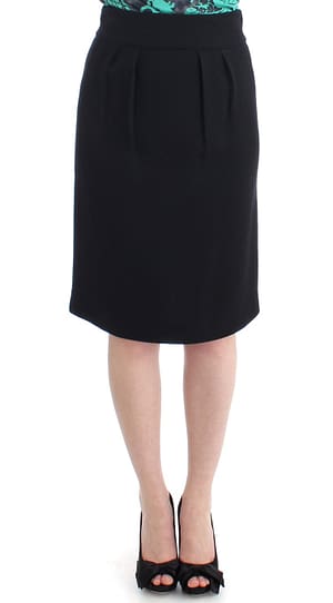 Cavalli Black wool pencil skirt