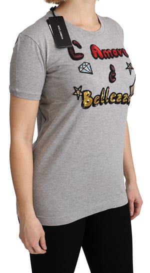 Gray Cotton Amore e Bellezza Top T-shirt