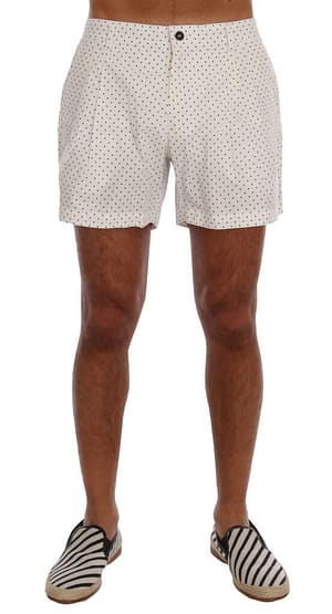Dolce & Gabbana White Polka Dot Beachwear Shorts