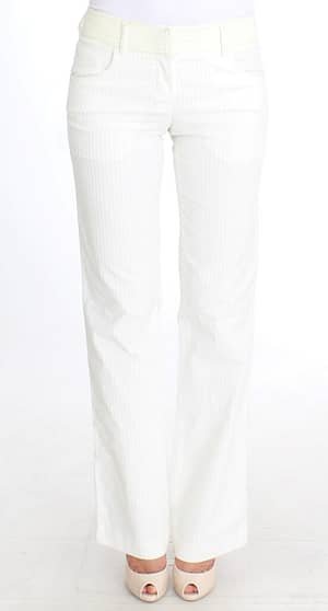 Ermanno Scervino White Striped Straight Fit Pants
