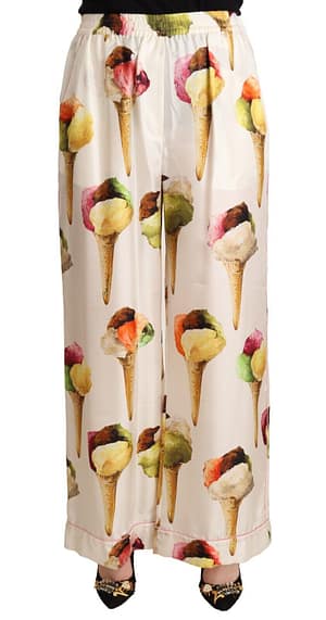 Dolce & Gabbana Beige Ice Cream Print Pajama Trousers Pants