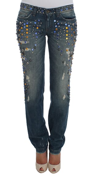 Dolce & gabbana crystal embellished girly slim fit jeans