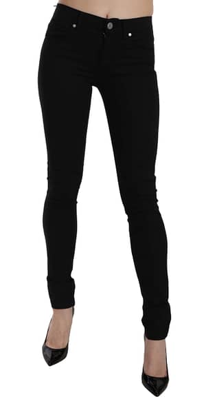 Versace Jeans Couture Black Tiger Logo Gabardine Stretch Slim-Fit Pant