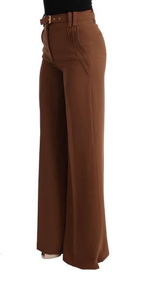 Brown Polyester Boot Cut Pants