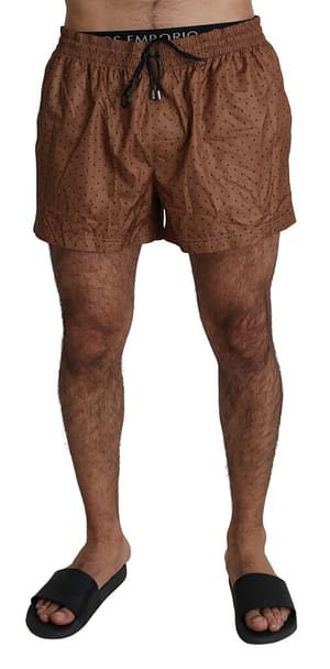 Dolce & Gabbana Brown Polka Beachwear Shorts Mens Swimshorts