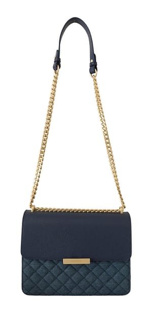 MIA Blue Denim Leather Gold Chain Shoulder Strap Bag