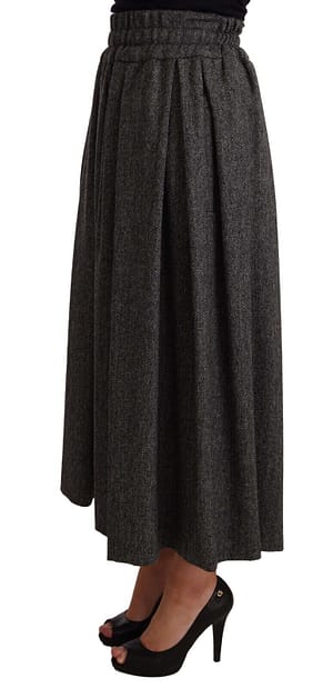 Gray Wool High Waist A-line PIECE Skirt