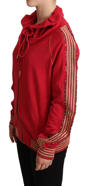Red Full Zip Jacket Sweatshirt Hooded Sweater