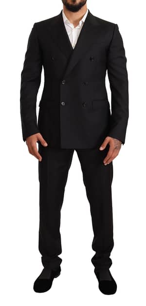 Dolce & Gabbana Black Wool Slim 2 Piece Set TAORMINA Suit
