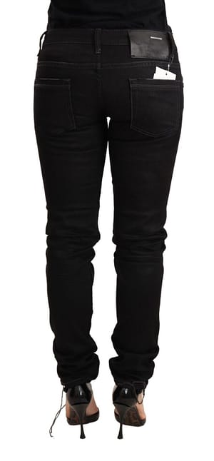 Black Washed Cotton Slim Fit Denim Low Waist Trouser Jeans