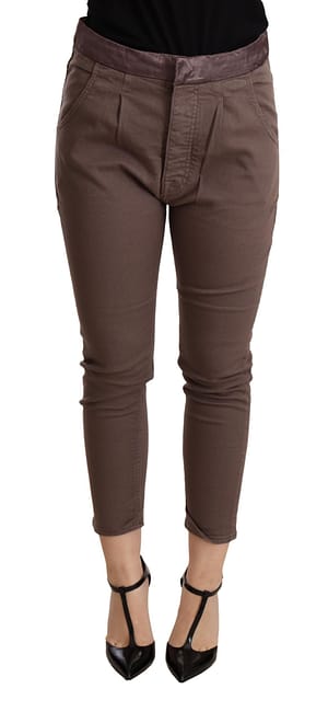 CYCLE Brown Mid Waist Cropped Skinny Stretch Trouser