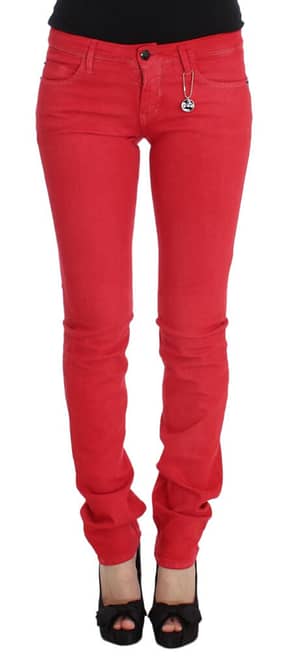 Costume National Red Cotton Blend Super Slim Fit Jeans