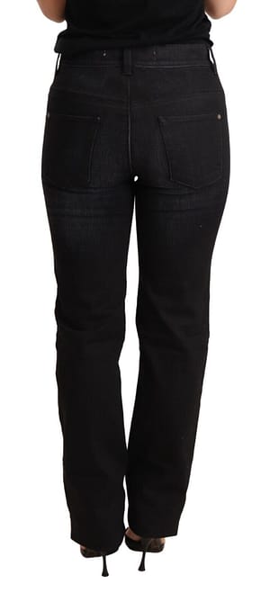 Black Washed Straight Denim Trouser Cotton Jeans