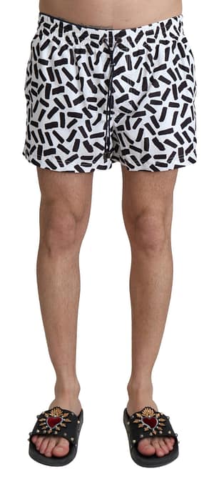 Dolce & Gabbana White Patterned Beachwear Shorts Swimwear