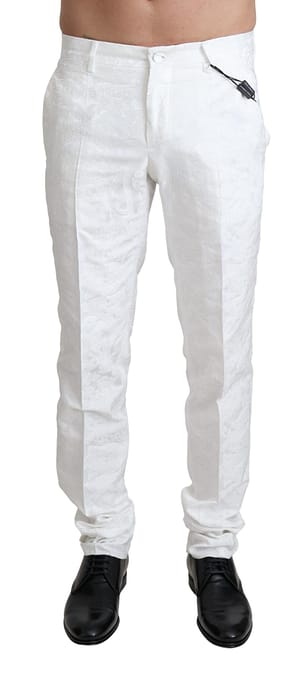 Dolce & gabbana white brocade jaquard dress trouser pants