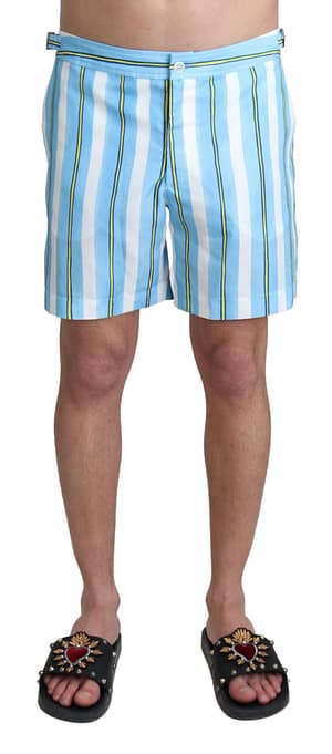 Dolce & gabbana blue striped beachwear swimshorts