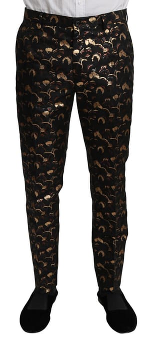 Dolce & Gabbana Gold Black Metallic Dress Trouser Pants