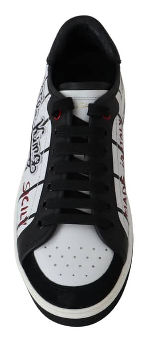 White Black Leather THE KING Mens Sneakers Shoes