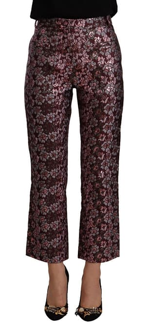 House of Holland Multicolor Floral Jacquard Flared Cropped Pants