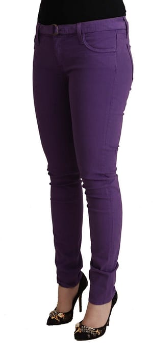 Purple Cotton Low Waist Skinny Casual Jeans