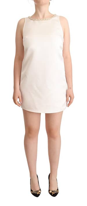 Elisabetta Franchi White Polyester Sleeveless Mini Shift Dress