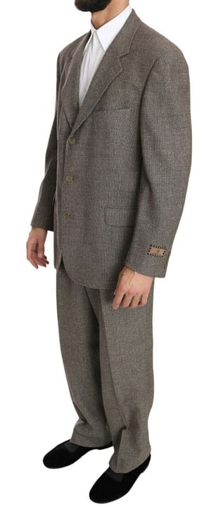 Brown Wool Regular Single Breasted Suit