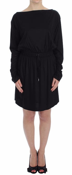 Versace Jeans Couture Black Modal Silk Shift Knee Dress